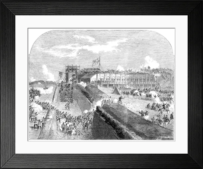 Framed Print : The siege operations at St. Mary's Creek, Chatham, on Saturday last, 1864. Creator: Unknown Framed Print : The siege operations at St. Mary's Creek, Chatham, on Saturday last, 1864. Creator: Unknown
