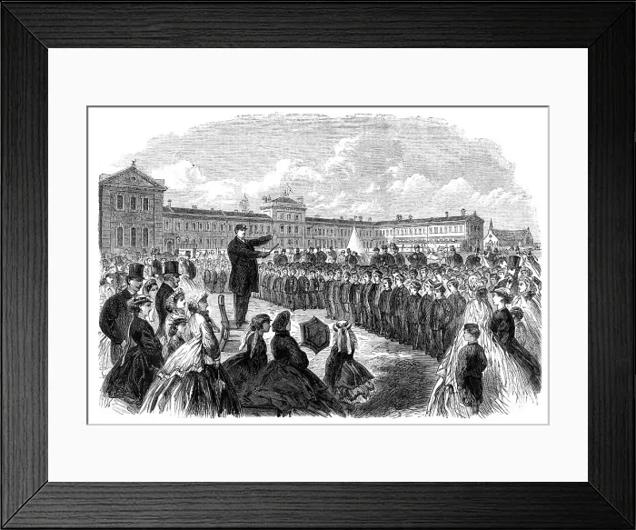 Framed Print : Annual Inspection of the Middlesex Industrial School at Feltham, 1865. Creator: Unknown Framed Print : Annual Inspection of the Middlesex Industrial School at Feltham, 1865. Creator: Unknown