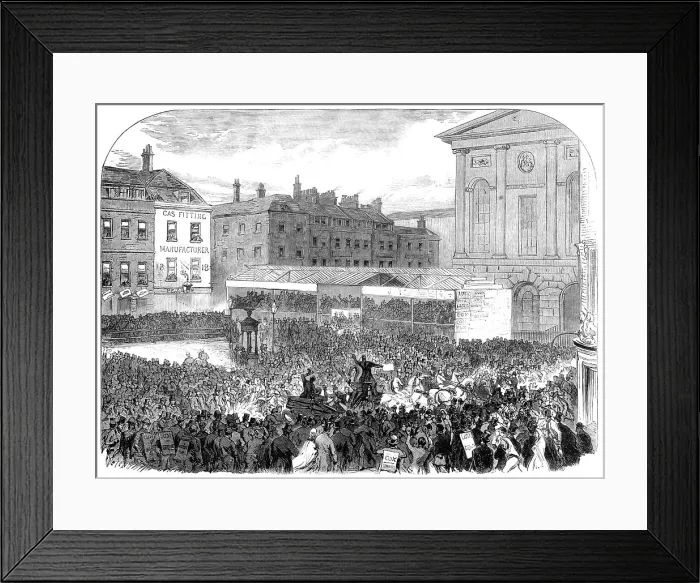 Framed Print : The Elections in the Metropolitan Boroughs: Finsbury...the nomination on Clerkenwell Green, 1865. Creator: Unknown Framed Print : The Elections in the Metropolitan Boroughs: Finsbury...the nomination on Clerkenwell Green, 1865. Creator: Unknown