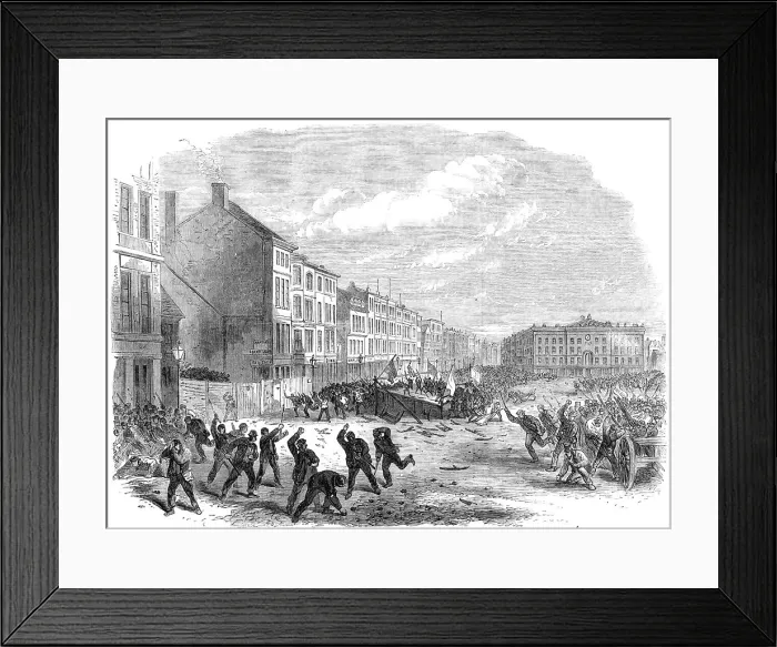 Framed Print : The Election Riot in the Great Market-Place at Nottingham, 1865. Creator: Unknown Framed Print : The Election Riot in the Great Market-Place at Nottingham, 1865. Creator: Unknown