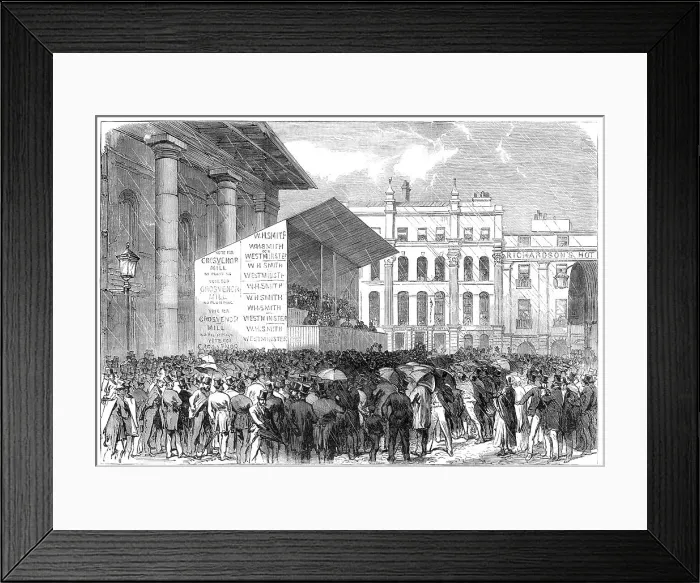Framed Print : The Elections in the Metropolitan Boroughs: Westminster...the nomination in Covent-Garden, 1865. Creator: Unknown Framed Print : The Elections in the Metropolitan Boroughs: Westminster...the nomination in Covent-Garden, 1865. Creator: Unknown