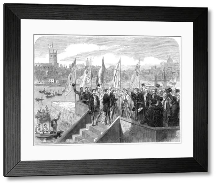 Framed Print : The Prince and Princess of Wales landing at Penzance, 1865. Creator: Unknown