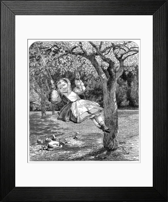 Framed Print : The Swing, by W. L. Thomas, in the Exhibition of the Society of British Artists, 1864. Creator: William Luson Thomas Framed Print : The Swing, by W. L. Thomas, in the Exhibition of the Society of British Artists, 1864. Creator: William Luson Thomas