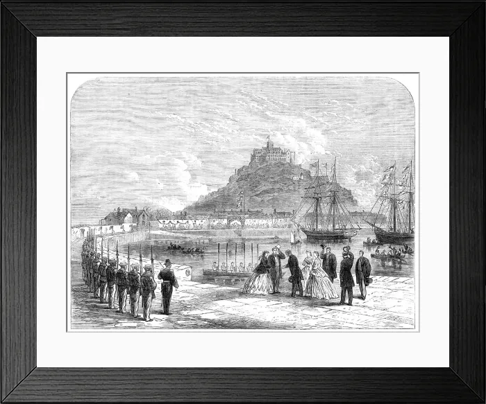 Framed Print : The Prince and Princess of Wales landing at St. Michael's Mount, 1865. Creator: Unknown Framed Print : The Prince and Princess of Wales landing at St. Michael's Mount, 1865. Creator: Unknown