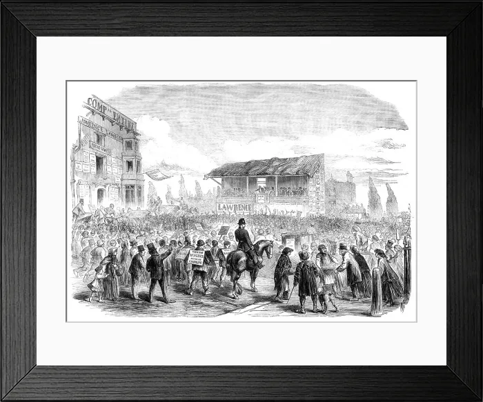 Framed Print : The Elections in the Metropolitan Boroughs: Lambeth...the nomination at Kennington Park, 1865. Creator: Unknown Framed Print : The Elections in the Metropolitan Boroughs: Lambeth...the nomination at Kennington Park, 1865. Creator: Unknown