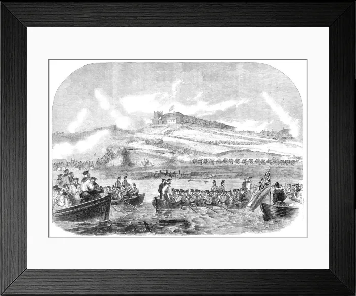 Framed Print : The siege operations in St. Mary's Creek, Chatham: boats advancing to the assault, 1864. Creator: Unknown Framed Print : The siege operations in St. Mary's Creek, Chatham: boats advancing to the assault, 1864. Creator: Unknown