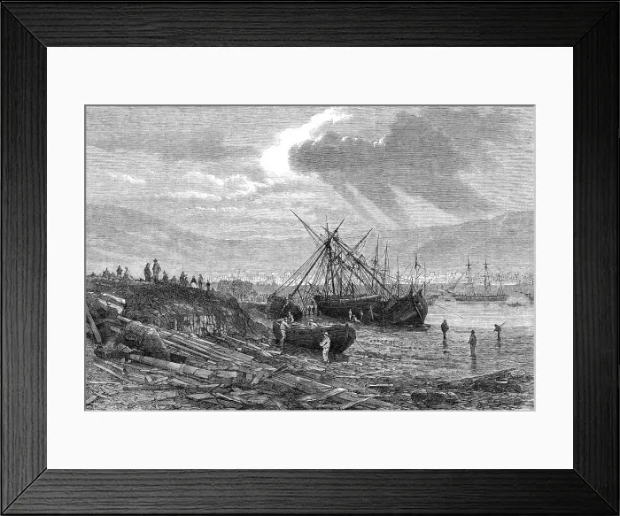 Framed Print : Effects of the late storm in Table Bay, Cape of Good Hope, 1865. Creator: Unknown Framed Print : Effects of the late storm in Table Bay, Cape of Good Hope, 1865. Creator: Unknown