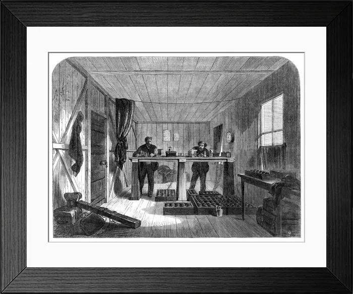 Framed Print : Laying of the Atlantic Telegraph Cable: receiving messages from the Great Eastern...Valencia, 1865. Creator: Unknown Framed Print : Laying of the Atlantic Telegraph Cable: receiving messages from the Great Eastern...Valencia, 1865. Creator: Unknown