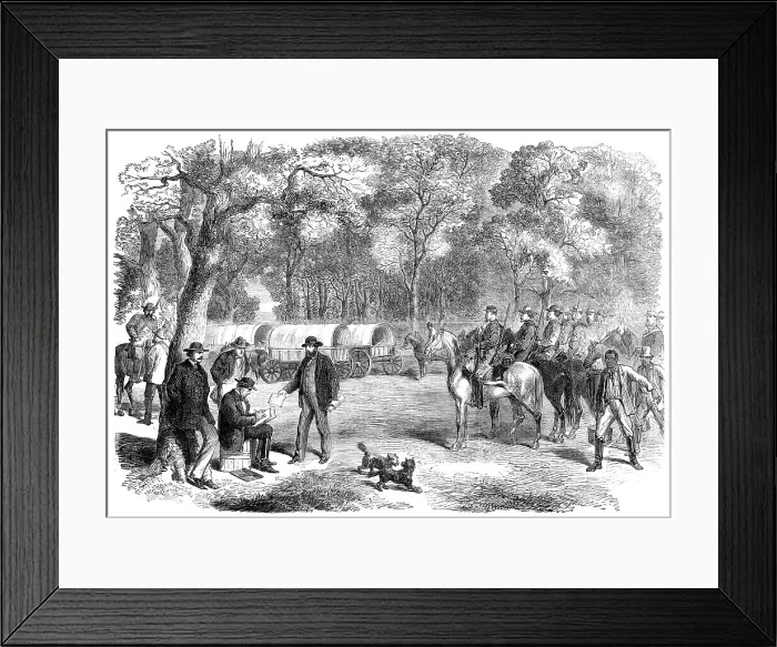 Framed Print : The Last Days of the Confederate Government... Mr. Jefferson Davis signing acts...by the roadside, 1 Creator: Unknown Framed Print : The Last Days of the Confederate Government... Mr. Jefferson Davis signing acts...by the roadside, 1 Creator: Unknown