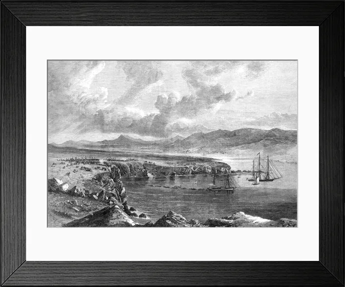 Framed Print : Laying of the Atlantic Telegraph Cable: landing the shore end of the cable...Valencia, 1865. Creator: Unknown Framed Print : Laying of the Atlantic Telegraph Cable: landing the shore end of the cable...Valencia, 1865. Creator: Unknown
