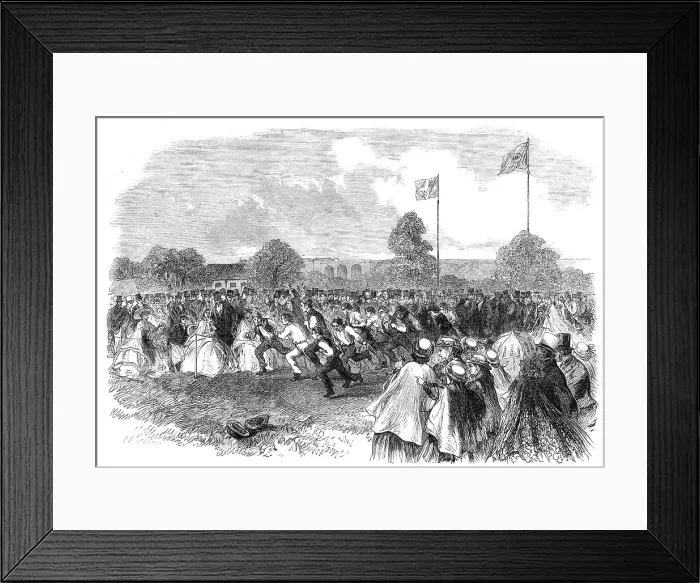 Framed Print : Foot-Races at the annual festival of the Asylum for Idiots, Earlswood, 1864. Creator: Unknown Framed Print : Foot-Races at the annual festival of the Asylum for Idiots, Earlswood, 1864. Creator: Unknown