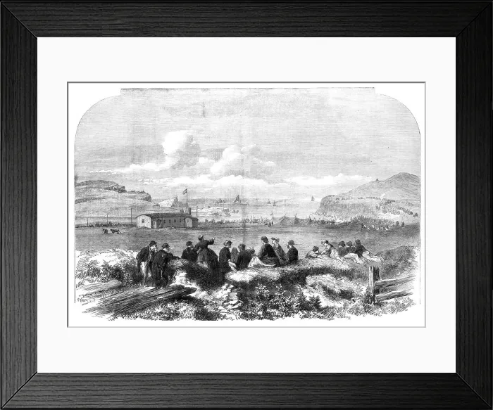 Framed Print : Laying of the Atlantic Telegraph Cable: watching the Caroline going out to sea... 1865. Creator: Unknown Framed Print : Laying of the Atlantic Telegraph Cable: watching the Caroline going out to sea... 1865. Creator: Unknown