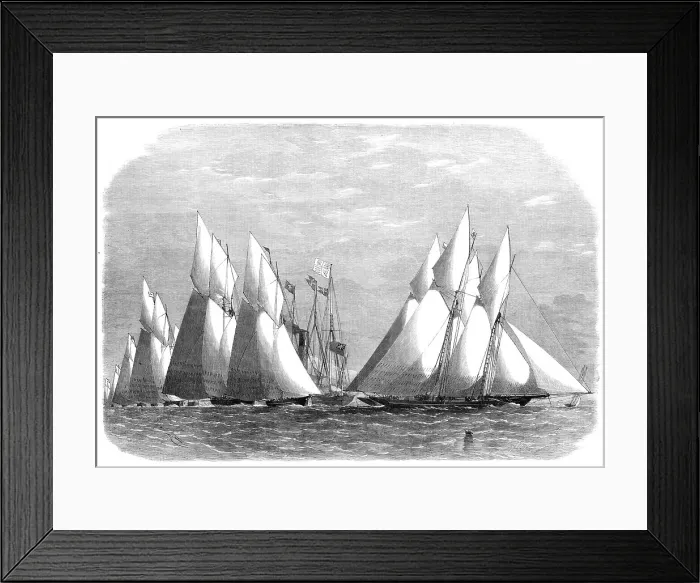 Framed Print : Schooner match of the Royal Thames Yacht Club on June 16: rounding the Water Lily off Shoebury, 1864 Creator: Smyth Framed Print : Schooner match of the Royal Thames Yacht Club on June 16: rounding the Water Lily off Shoebury, 1864 Creator: Smyth
