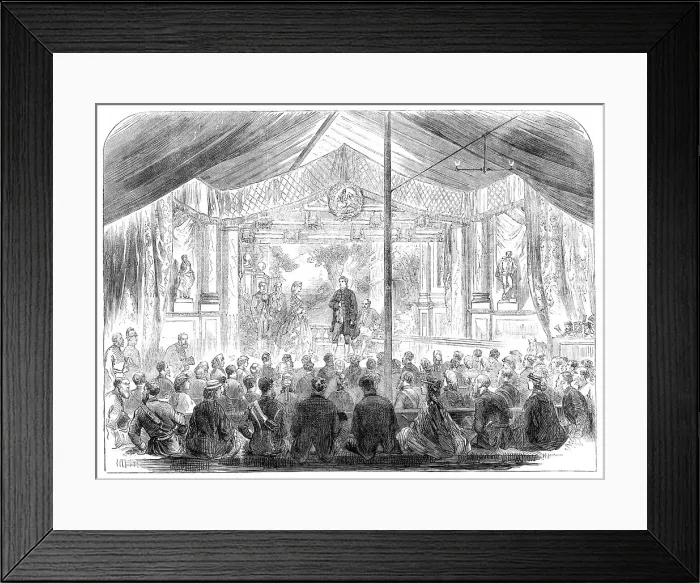 Framed Print : Scene from A Wonderful Woman, performed by the Dramatic Society of St. George's Rifle Corps..1865. Creator: Unknown Framed Print : Scene from A Wonderful Woman, performed by the Dramatic Society of St. George's Rifle Corps..1865. Creator: Unknown