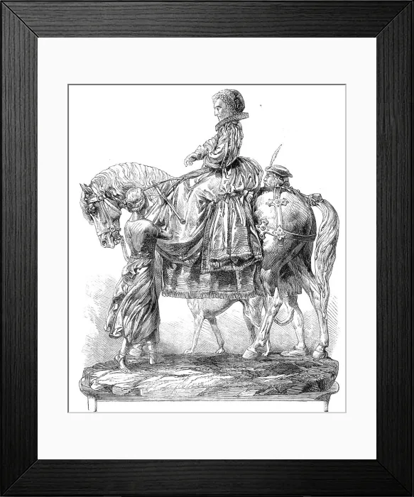 Framed Print : Goodwood Races: the Goodwood Cup - equestrian statue of Queen Elizabeth, 1865. Creator: Unknown Framed Print : Goodwood Races: the Goodwood Cup - equestrian statue of Queen Elizabeth, 1865. Creator: Unknown