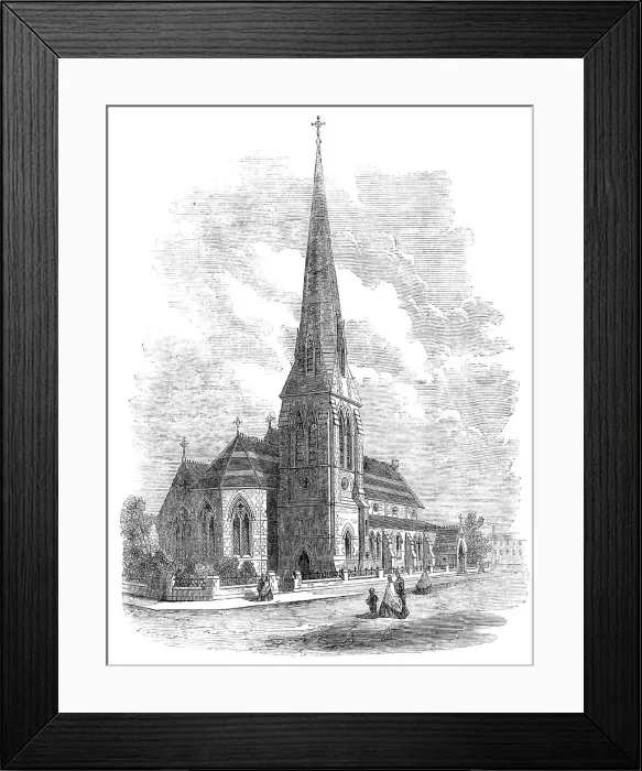 Framed Print : The new church of St. Stephen, Carlisle, built by Miss Burdett Coutts, 1865. Creator: Unknown Framed Print : The new church of St. Stephen, Carlisle, built by Miss Burdett Coutts, 1865. Creator: Unknown