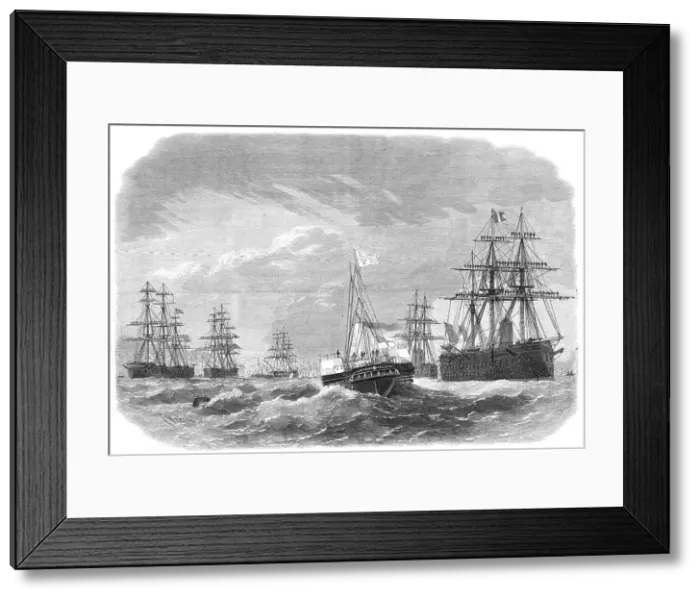 Framed Print : The Royal Yacht Osborne passing through...English squadrons of ironclads in Plymouth Sound, 1865. Creator: Smyth Framed Print : The Royal Yacht Osborne passing through...English squadrons of ironclads in Plymouth Sound, 1865. Creator: Smyth