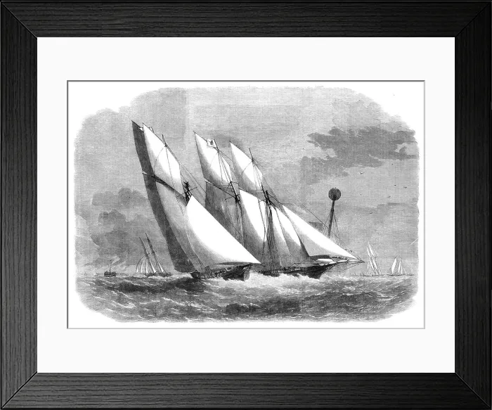 Framed Print : Annual schooner race of the Royal Thames Yacht Club: the yachts at the Mouse light ship, 1862. Creator: Smyth Framed Print : Annual schooner race of the Royal Thames Yacht Club: the yachts at the Mouse light ship, 1862. Creator: Smyth