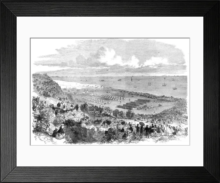 Framed Print : Encampment and review of the Suffolk Volunteer Corps at Lowestoft, 1865. Creator: Unknown