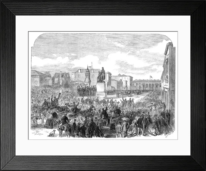 Framed Print : Inauguration of the Burke and Wills Monument at Melbourne, Australia, 1865. Creator: Unknown Framed Print : Inauguration of the Burke and Wills Monument at Melbourne, Australia, 1865. Creator: Unknown