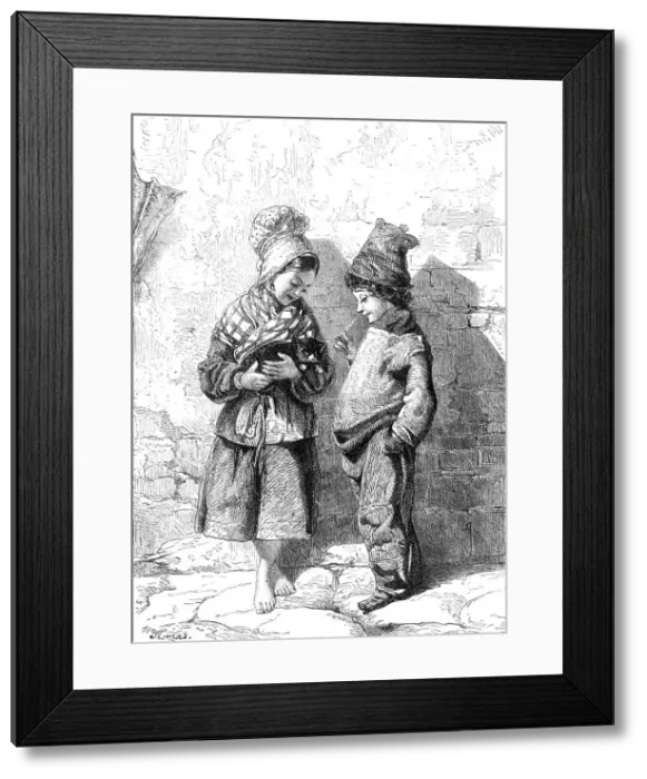Framed Print : Le Petit Minet, by W. L. Thomas...exhibition of the Institute of Painters in Water Colours, 1865. Creator: William Luson Thomas Framed Print : Le Petit Minet, by W. L. Thomas...exhibition of the Institute of Painters in Water Colours, 1865. Creator: William Luson Thomas