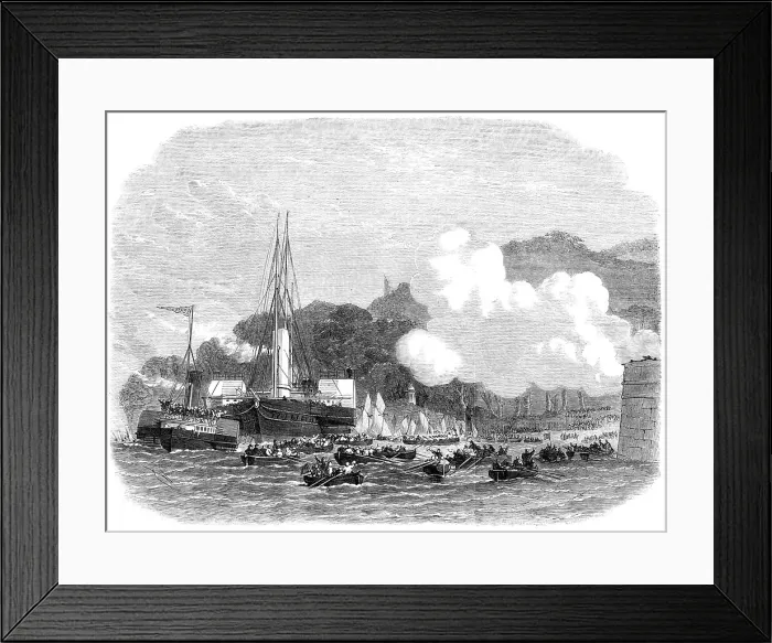 Framed Print : The Prince and Princess of Wales landing at Barnpool, Mount Edgcumbe, 1865. Creator: Unknown Framed Print : The Prince and Princess of Wales landing at Barnpool, Mount Edgcumbe, 1865. Creator: Unknown