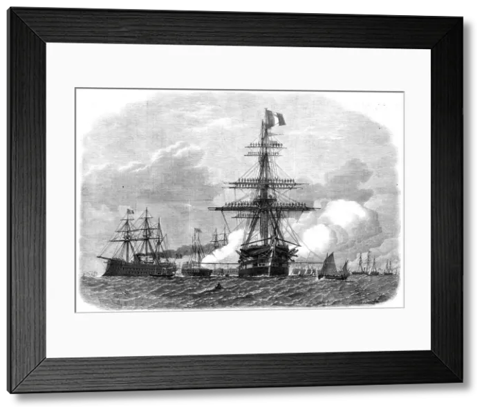 Framed Print : The International Naval Festival at Portsmouth: the British Admiral's flagship...salute... 1865. Creator: Unknown Framed Print : The International Naval Festival at Portsmouth: the British Admiral's flagship...salute... 1865. Creator: Unknown