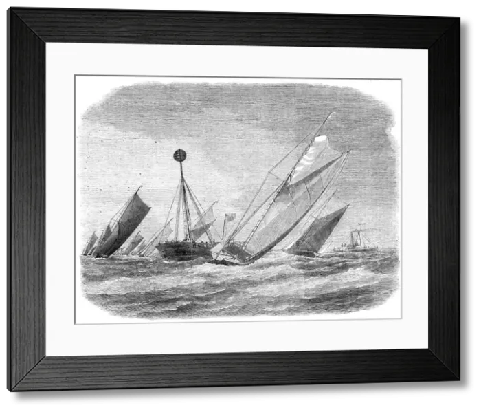 Framed Print : Sailing-barge on the Thames: rounding the Nore Light-ship, 1865. Creator: Unknown Framed Print : Sailing-barge on the Thames: rounding the Nore Light-ship, 1865. Creator: Unknown