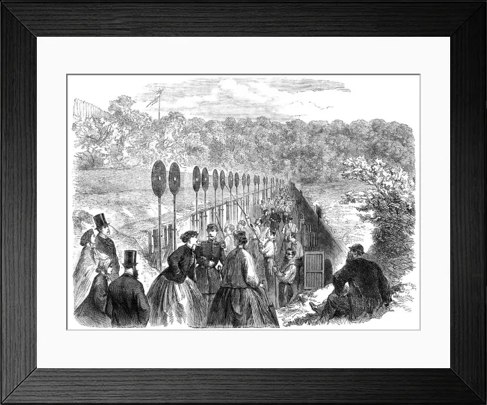 Framed Print : Meeting of the Belgian National Rifle Association at Brussels: the targets, 1865. Creator: Unknown Framed Print : Meeting of the Belgian National Rifle Association at Brussels: the targets, 1865. Creator: Unknown