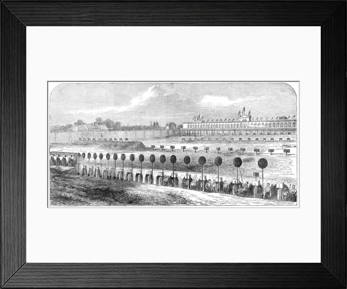Framed Print : Meeting of the Belgian National Rifle Association at Brussels: general view of practice-ground, 1865 Creator: Unknown Framed Print : Meeting of the Belgian National Rifle Association at Brussels: general view of practice-ground, 1865 Creator: Unknown