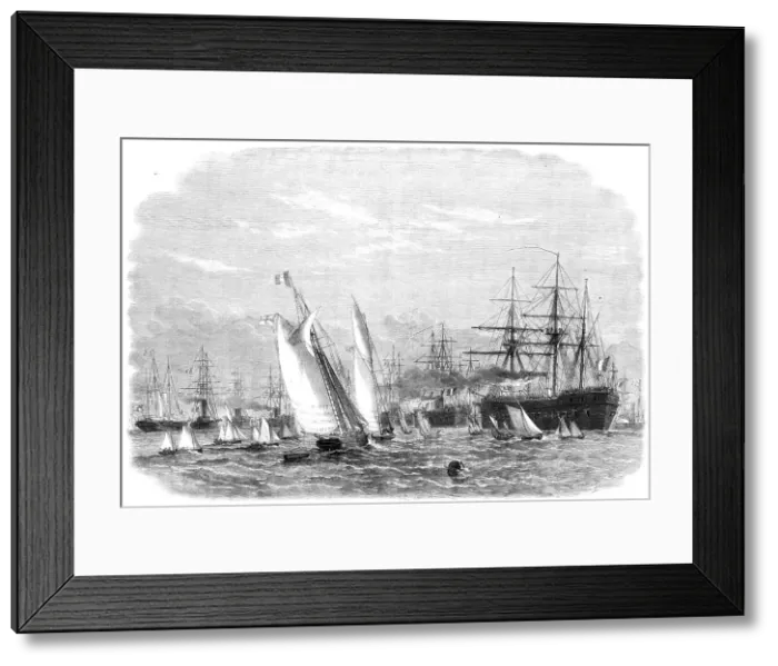 Framed Print : The International Naval Festival at Portsmouth: the French fleet leaving Spithead, 1865. Creator: Unknown Framed Print : The International Naval Festival at Portsmouth: the French fleet leaving Spithead, 1865. Creator: Unknown