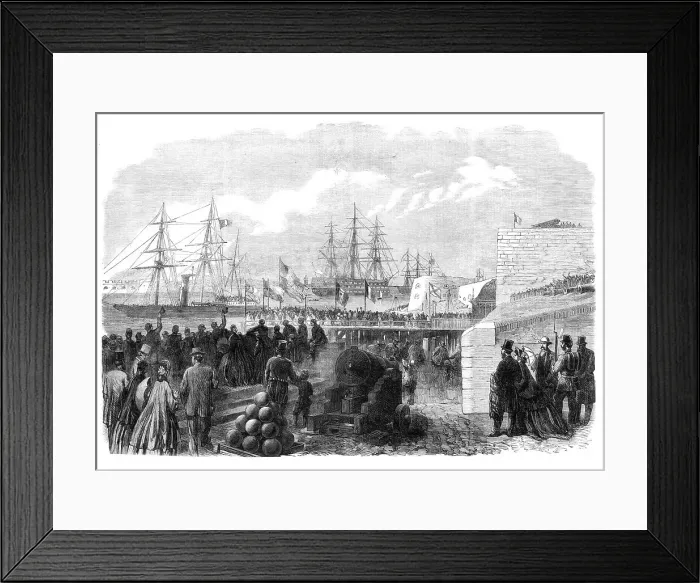 Framed Print : The International Naval Festival at Portsmouth: the Reine Hortense leaving Portsmouth Harbour, 1865. Creator: Unknown Framed Print : The International Naval Festival at Portsmouth: the Reine Hortense leaving Portsmouth Harbour, 1865. Creator: Unknown