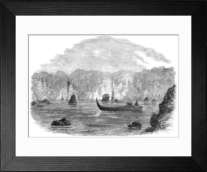 Framed Print : An Exploring Party on the West Coast of New Zealand: floating down the River Teramakau, 1865. Creator: Unknown Framed Print : An Exploring Party on the West Coast of New Zealand: floating down the River Teramakau, 1865. Creator: Unknown