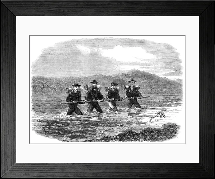 Framed Print : An Exploring Party on the West Coast of New Zealand: crossing the River Teramakau, 1865. Creator: Unknown Framed Print : An Exploring Party on the West Coast of New Zealand: crossing the River Teramakau, 1865. Creator: Unknown