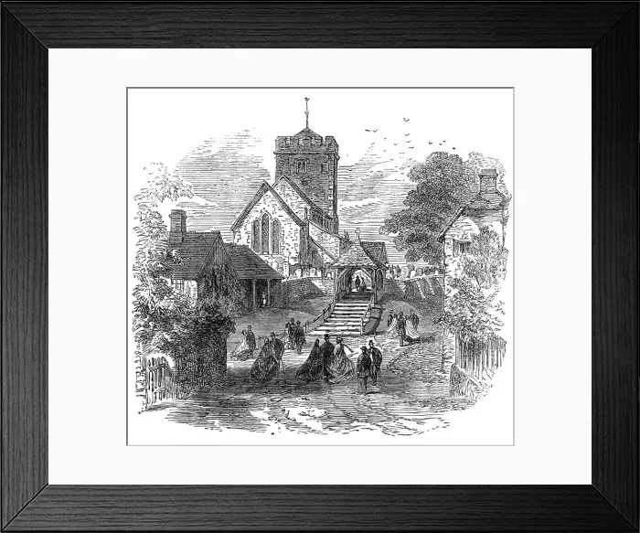 Framed Print : Pulborough Church, visited by the Sussex Archaeological Society, 1865. Creator: Unknown Framed Print : Pulborough Church, visited by the Sussex Archaeological Society, 1865. Creator: Unknown