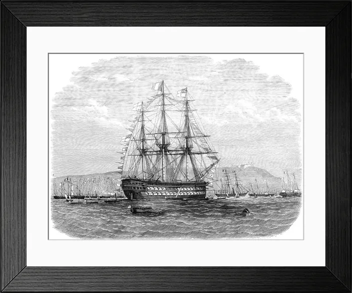 Framed Print : The International Naval Festival at Cherbourg: the British Admiral's flagship... 1865. Creator: Unknown Framed Print : The International Naval Festival at Cherbourg: the British Admiral's flagship... 1865. Creator: Unknown
