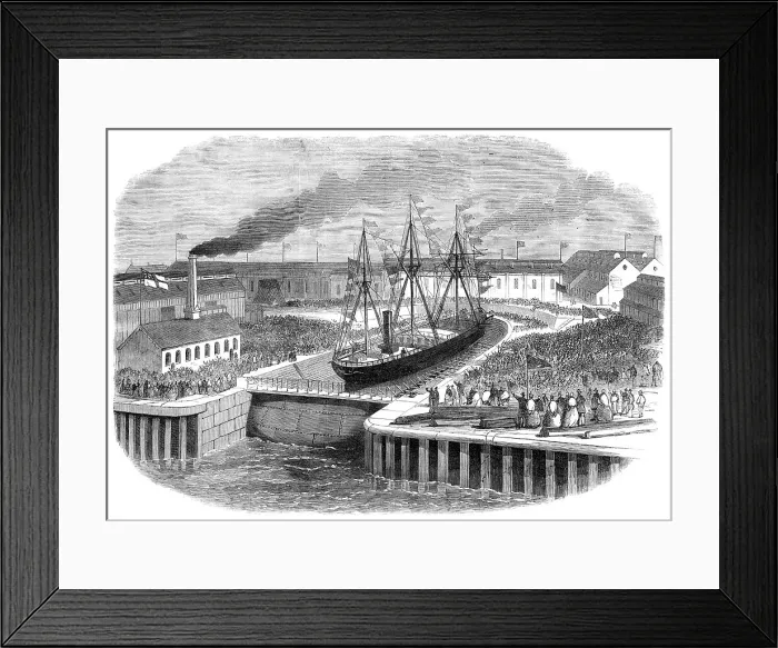 Framed Print : Opening of a new graving-dock at Jarrow, on the Tyne, 1865. Creator: Unknown Framed Print : Opening of a new graving-dock at Jarrow, on the Tyne, 1865. Creator: Unknown
