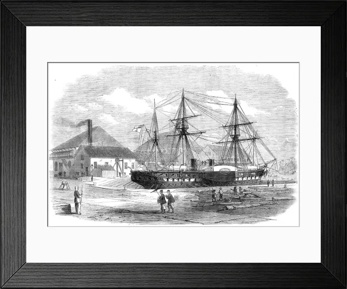 Framed Print : H.M.S. Leopard in dock at Shanghai, 1865. Creator: Unknown Framed Print : H.M.S. Leopard in dock at Shanghai, 1865. Creator: Unknown