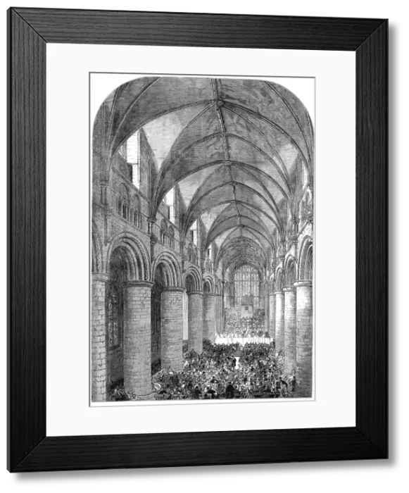 Framed Print : The Gloucester Music Festival: the nave of the Cathedral looking west, 1865. Creator: Unknown Framed Print : The Gloucester Music Festival: the nave of the Cathedral looking west, 1865. Creator: Unknown