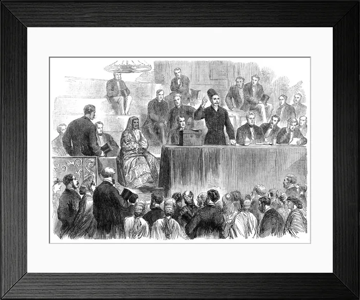 Framed Print : The Social Science Congress at Sheffield: Sir Manockjee Cursetjee...on education in India, 1865. Creator: Unknown Framed Print : The Social Science Congress at Sheffield: Sir Manockjee Cursetjee...on education in India, 1865. Creator: Unknown