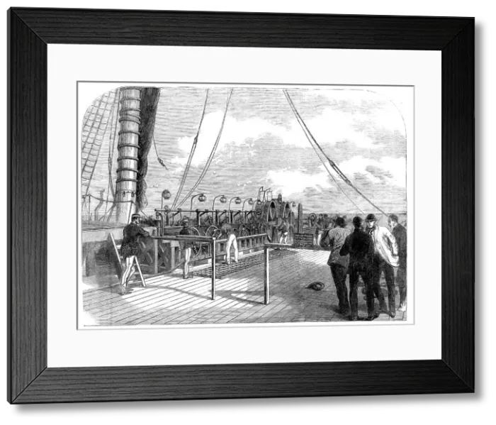 Framed Print : The Atlantic Telegraph Expedition: the paying-out machinery of the Great Eastern, 1865. Creator: Unknown Framed Print : The Atlantic Telegraph Expedition: the paying-out machinery of the Great Eastern, 1865. Creator: Unknown