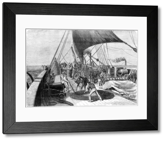 Framed Print : The Atlantic Telegraph Expedition: preparing for the final attempt to grapple the lost cable, 1865. Creator: Unknown Framed Print : The Atlantic Telegraph Expedition: preparing for the final attempt to grapple the lost cable, 1865. Creator: Unknown