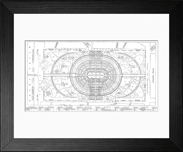 Framed Print : Plan of the Palace and Park designed for the Paris Universal Exhibition of 1867, (1865). Creator: Unknown Framed Print : Plan of the Palace and Park designed for the Paris Universal Exhibition of 1867, (1865). Creator: Unknown