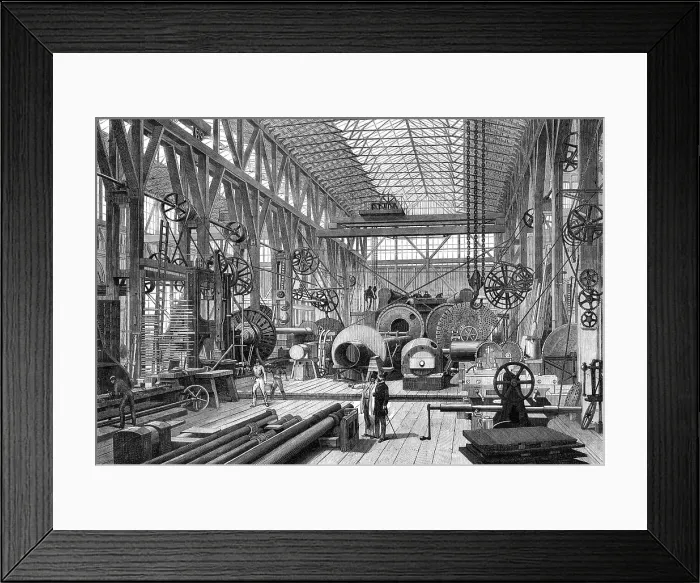 Framed Print : Penn's Machine-Engine Factory at Greenwich: the Large Machine-Shop and Turnery, 1865. Creator: Unknown
