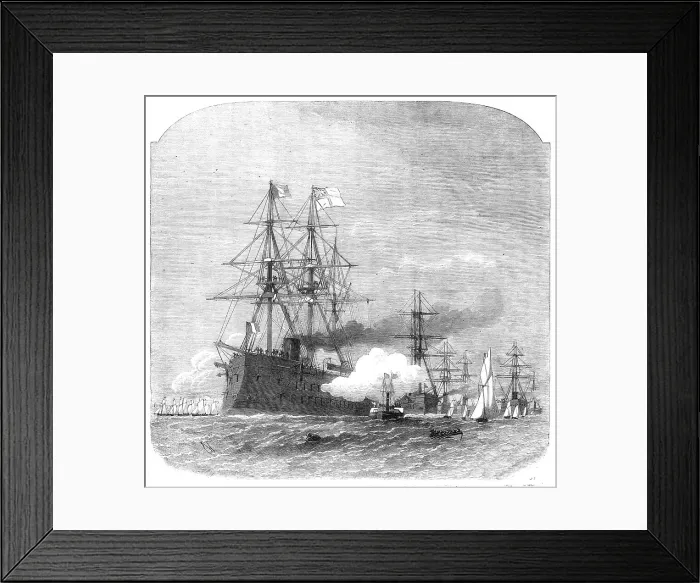 Framed Print : The International Naval Festival at Portsmouth:the Solferino saluting the English flag, 1865. Creator: Smyth Framed Print : The International Naval Festival at Portsmouth:the Solferino saluting the English flag, 1865. Creator: Smyth