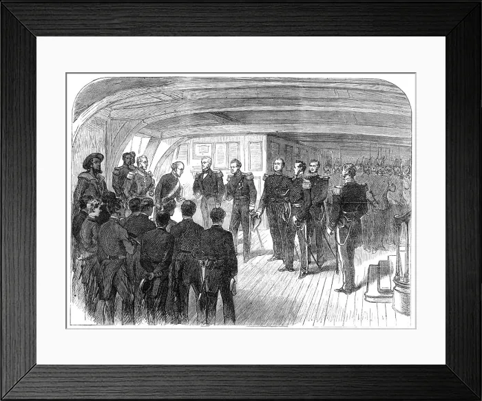 Framed Print : The International Naval Festival at Portsmouth: reception of the French Minister of Marine... 1865. Creator: Unknown Framed Print : The International Naval Festival at Portsmouth: reception of the French Minister of Marine... 1865. Creator: Unknown