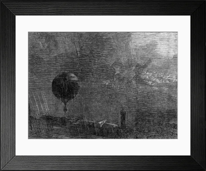Framed Print : Ascent of Mr. Coxwell's Great Balloon from the Crystal Palace grounds, 1865. Creator: Unknown Framed Print : Ascent of Mr. Coxwell's Great Balloon from the Crystal Palace grounds, 1865. Creator: Unknown
