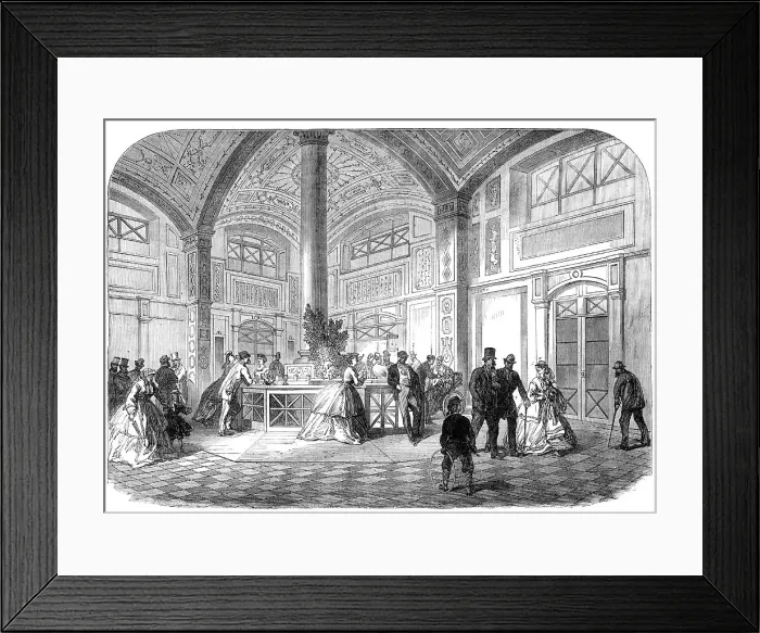 Framed Print : The Season at Baden-Baden: the Trink-Halle, 1865. Creator: Unknown Framed Print : The Season at Baden-Baden: the Trink-Halle, 1865. Creator: Unknown