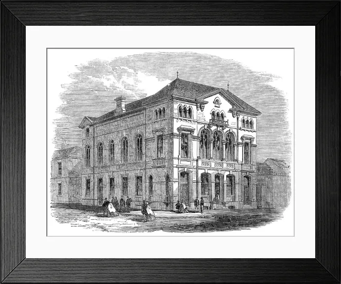 Framed Print : The Workmen's Hall, Birkenhead, 1865. Creator: Unknown Framed Print : The Workmen's Hall, Birkenhead, 1865. Creator: Unknown