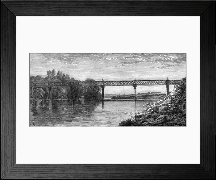 Framed Print : Lattice-girder bridge over the River Wye, 1865. Creator: Unknown Framed Print : Lattice-girder bridge over the River Wye, 1865. Creator: Unknown
